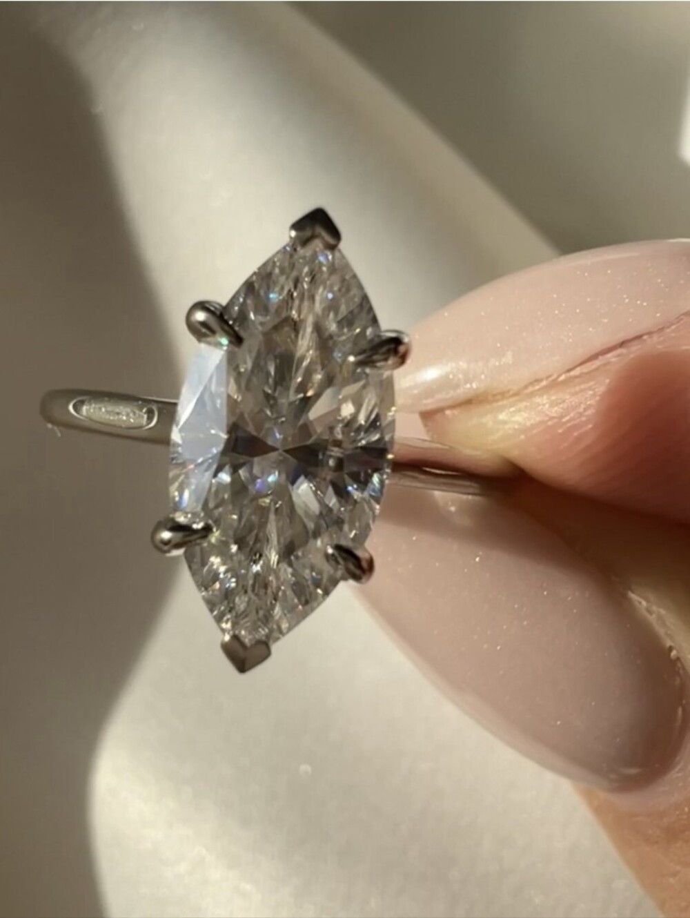VVS1 Clarity 2 Carat* Marquise Cut ELongated Moissanite Ring Size 6